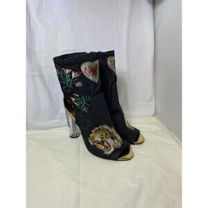 CAPE ROBBIN CONNIE-45 Black GOLD BOOTIES US Size 10